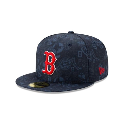 Blue Boston Red Sox Hat - New Era MLB Sketched 59FIFTY Fitted Caps USA1723490